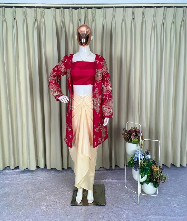 Red_Floral_Embroidered_Jacket_with_Crop_Top_&_Cream_Dhoti_Pants_Set