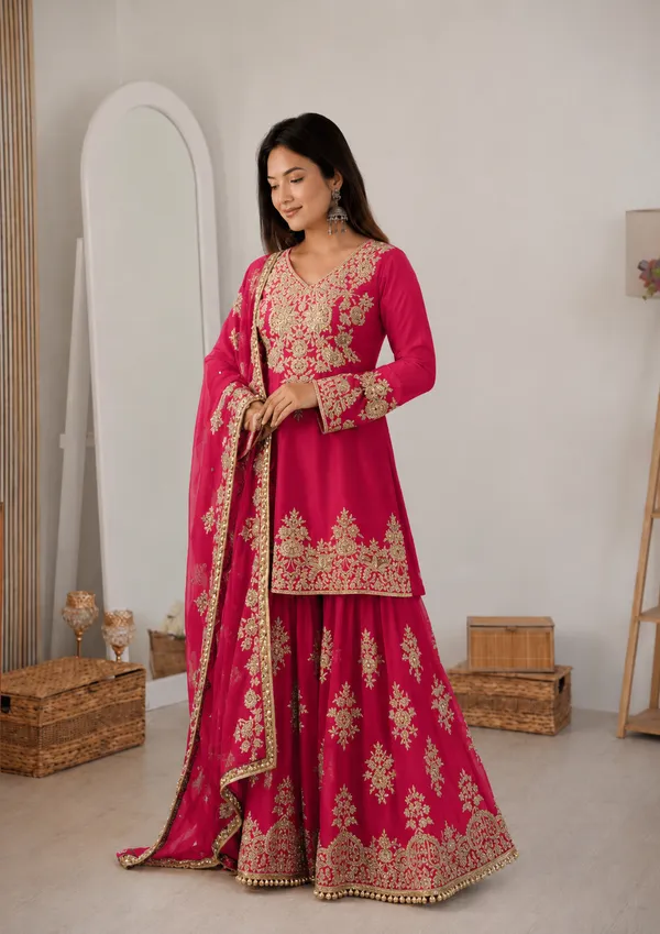 Pink_Silk_Embroidered_Sharara_Suit_Set_For_Women