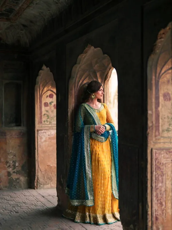 Yellow_Net_Embroidered_Anarkali_Suit_Set_For_Women