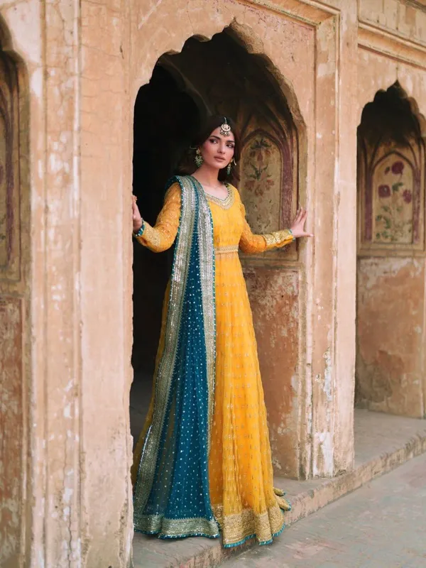Yellow_Net_Embroidered_Anarkali_Suit_Set_For_Women