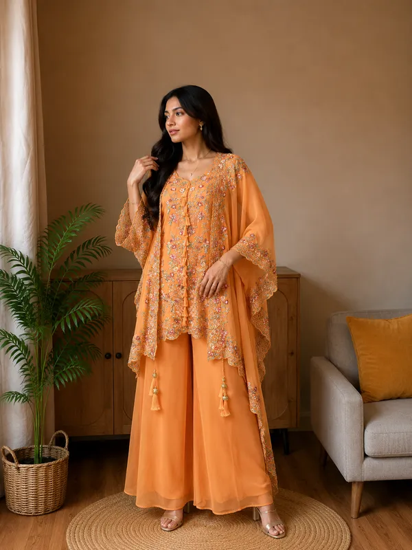 Orange_Embroidered_Kurta_Palazzo_Set_with_Dupatta