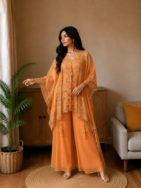 Orange_Embroidered_Kurta_Palazzo_Set_with_Dupatta