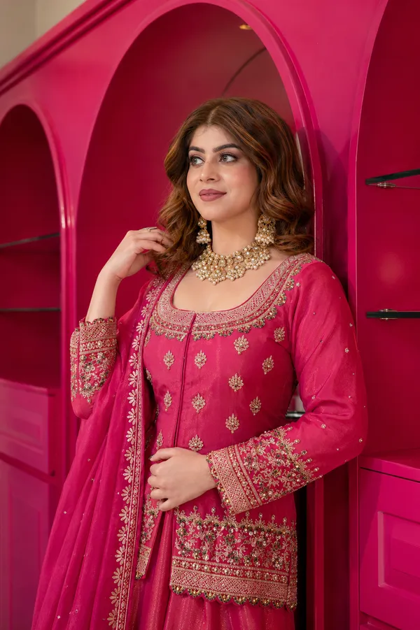 Pink_Silk_Embroidered_Peplum_Anarkali_Gown_For_Women
