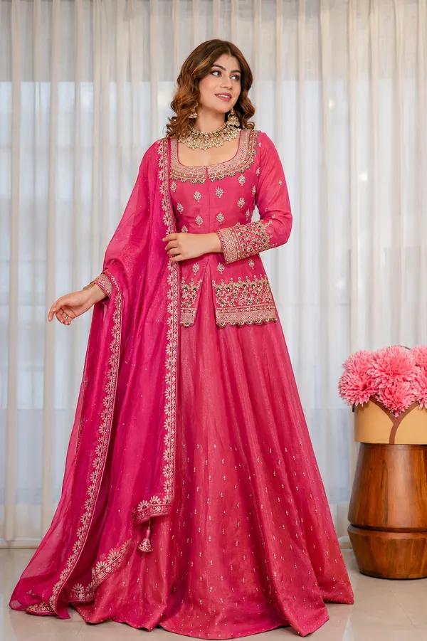 Pink_Silk_Embroidered_Peplum_Anarkali_Gown_For_Women