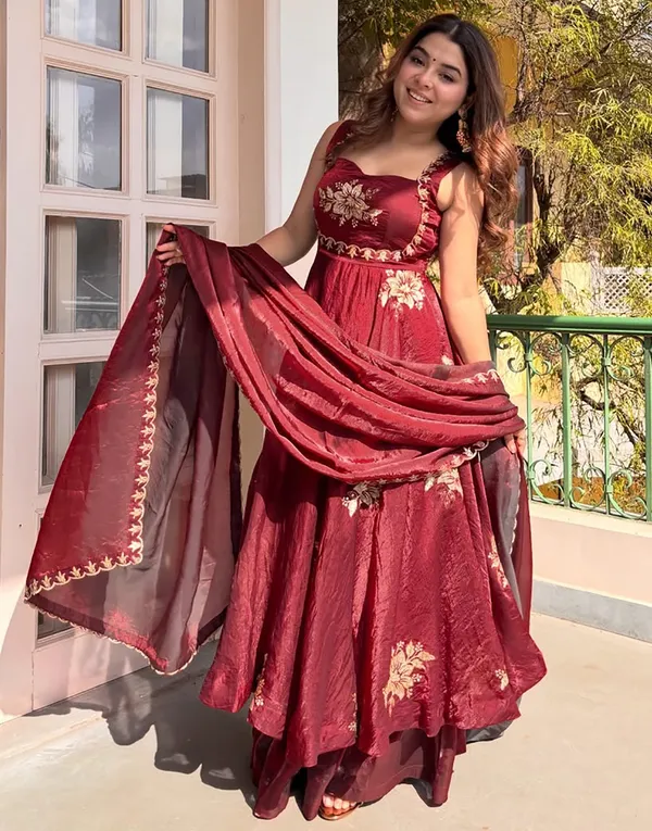 Maroon_Silk_Floral_Embroidered_Anarkali_Gown_For_Women