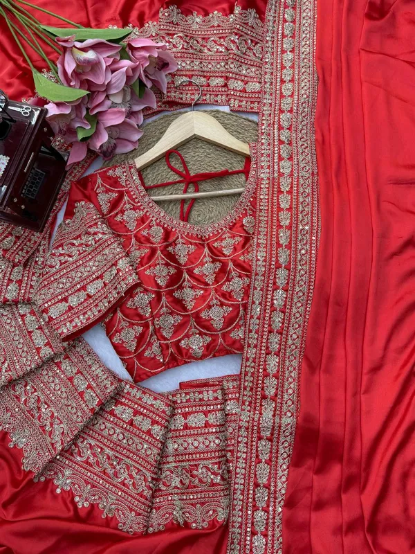 Red_Bridal_Embroidered_Saree_with_Heavy_Golden_Border