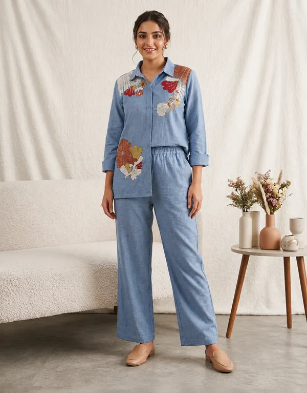 Designer_Sequence_Embroidered_Co-Ord_Set_In_Cotton_Denim