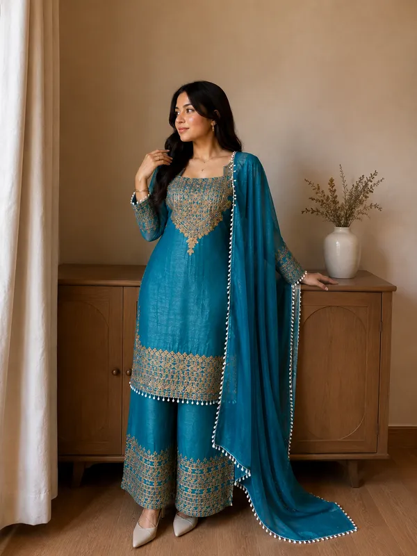 Sky_Designer_Wear_Cording_Sequence_Embroidered_Top_Plazzo_And_Dupatta_In_Chrunchy