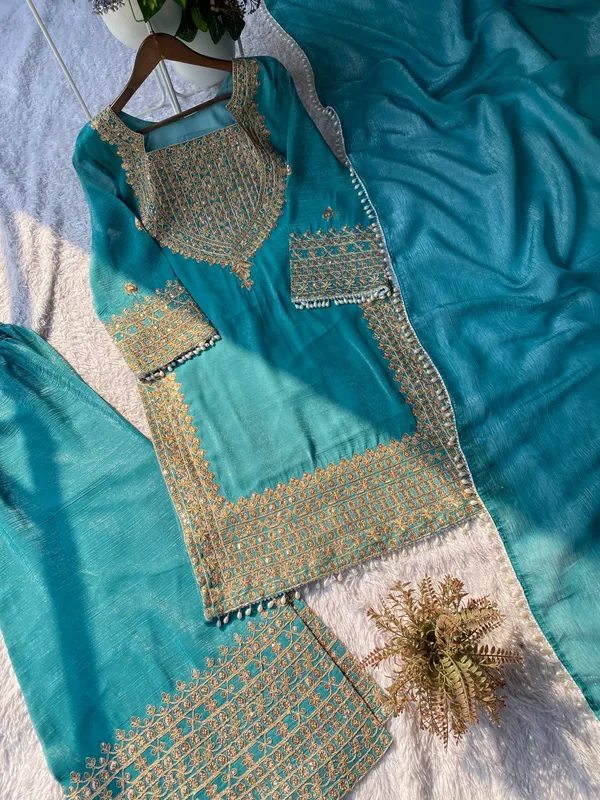 Sky_Designer_Wear_Cording_Sequence_Embroidered_Top_Plazzo_And_Dupatta_In_Chrunchy