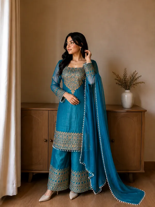 Sky_Designer_Wear_Cording_Sequence_Embroidered_Top_Plazzo_And_Dupatta_In_Chrunchy