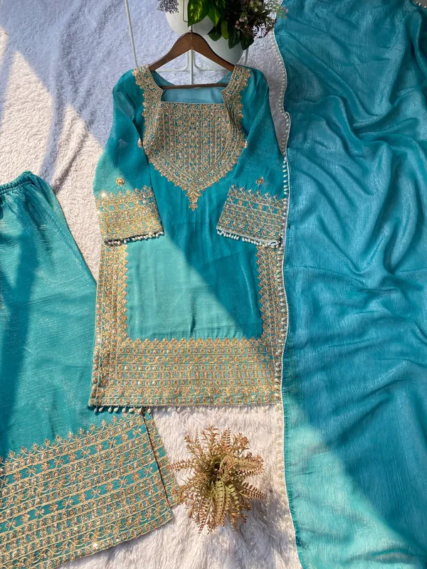 Sky_Designer_Wear_Cording_Sequence_Embroidered_Top_Plazzo_And_Dupatta_In_Chrunchy
