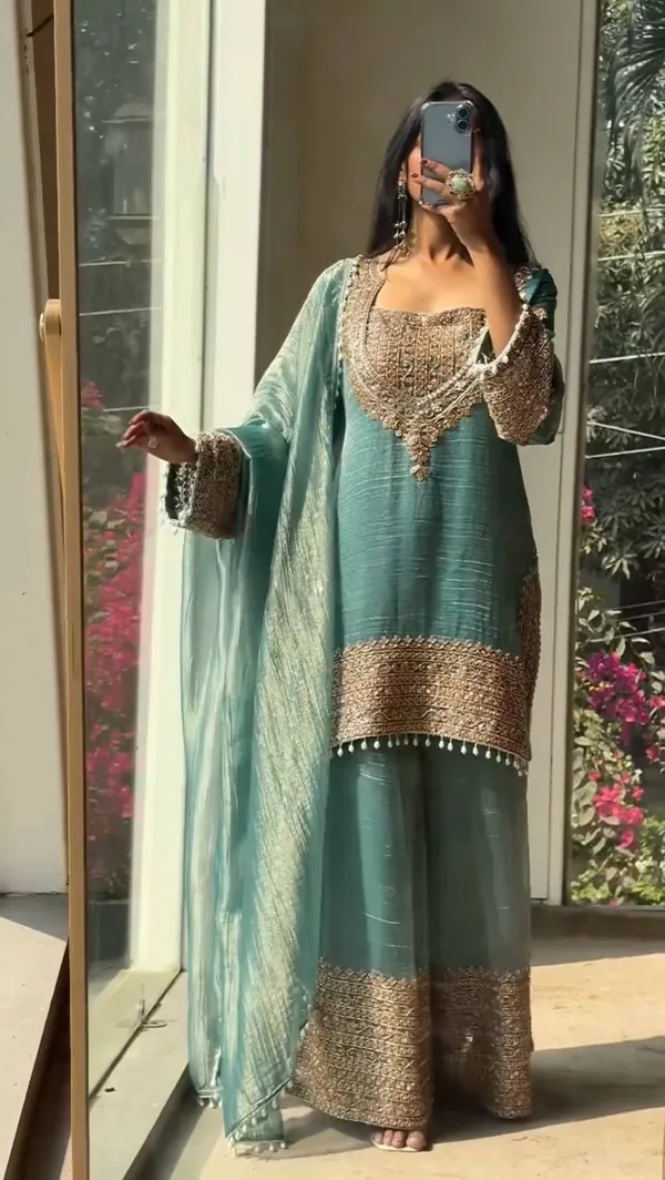 Sky_Designer_Wear_Cording_Sequence_Embroidered_Top_Plazzo_And_Dupatta_In_Chrunchy