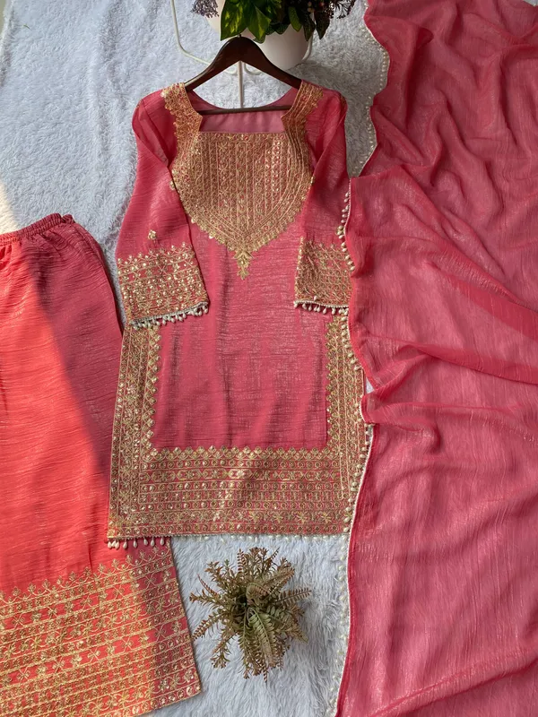 Pink_Designer_Wear_Cording_Sequence_Embroidered_Top_Plazzo_And_Dupatta_In_Chrunchy