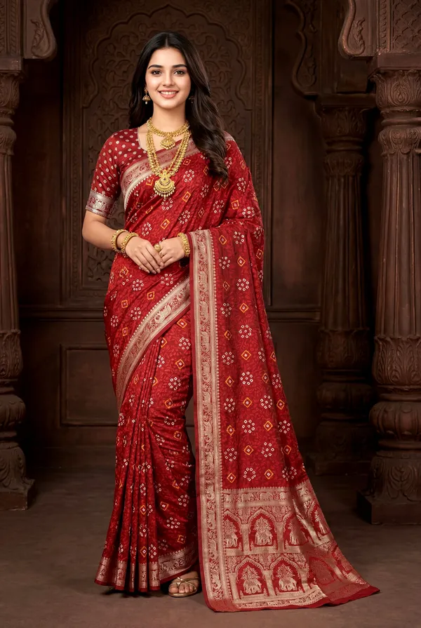Dola_Silk_Gulti_Bandhej_Saree
