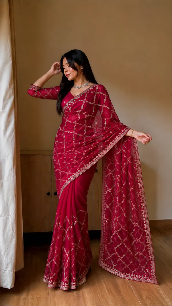 Rani_Pink_Embroidered_Saree_with_Sequin_Work_Border
