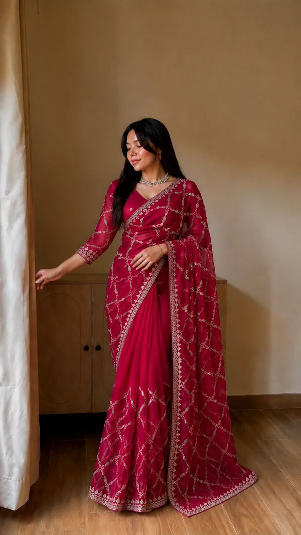 Rani_Pink_Embroidered_Saree_with_Sequin_Work_Border