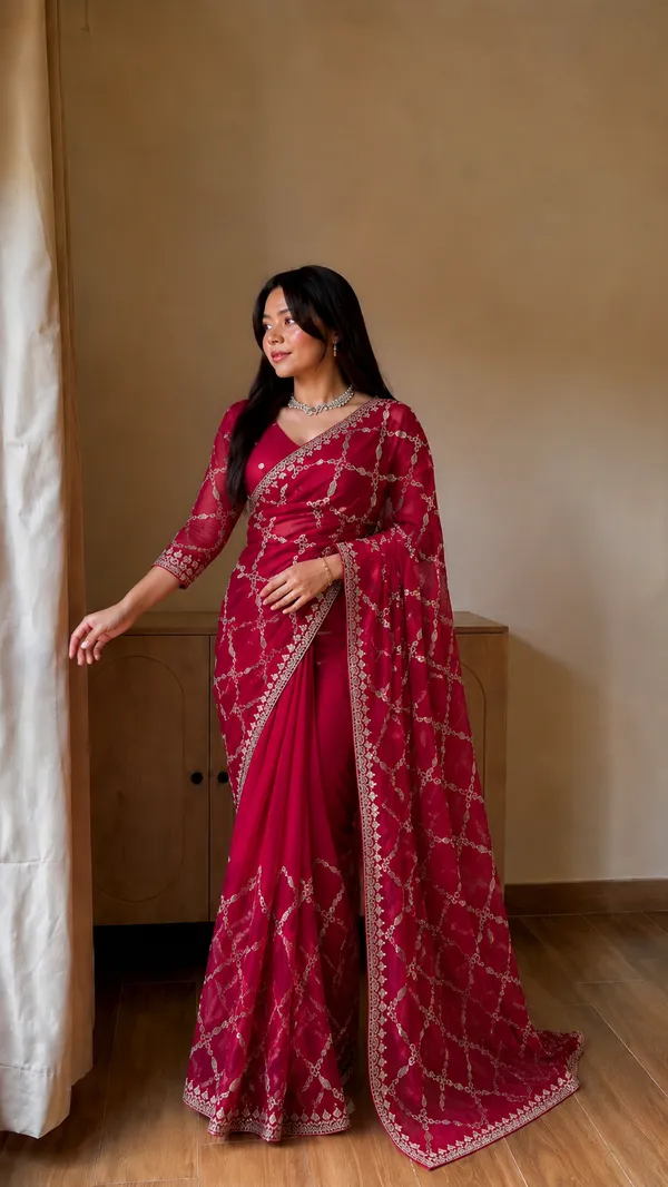 Rani_Pink_Embroidered_Saree_with_Sequin_Work_Border