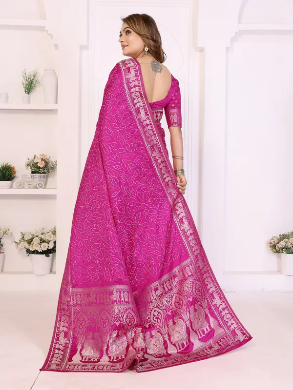 Handpicked_Lite_Weight_Soft_Satin_Silk_Bandhej_Print_Sarees_With_Allover_Zari_Weaving_Border_Design_And_Having_Rich_Pallu
