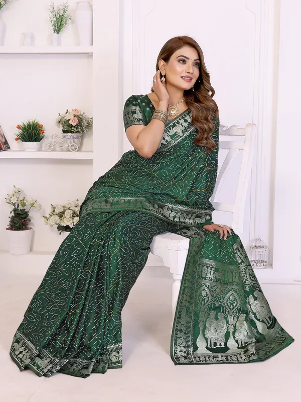 Handpicked_Lite_Weight_Soft_Satin_Silk_Bandhej_Print_Sarees_With_Allover_Zari_Weaving_Border_Design_And_Having_Rich_Pallu