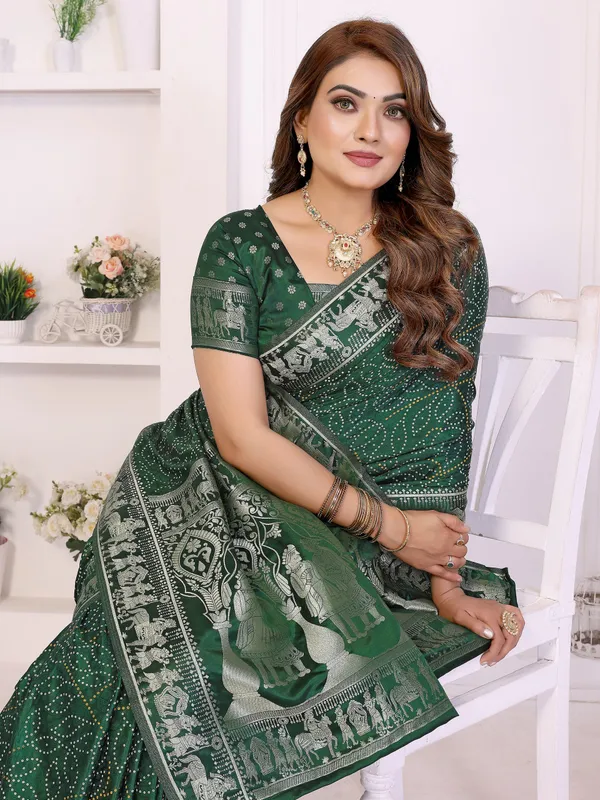 Handpicked_Lite_Weight_Soft_Satin_Silk_Bandhej_Print_Sarees_With_Allover_Zari_Weaving_Border_Design_And_Having_Rich_Pallu