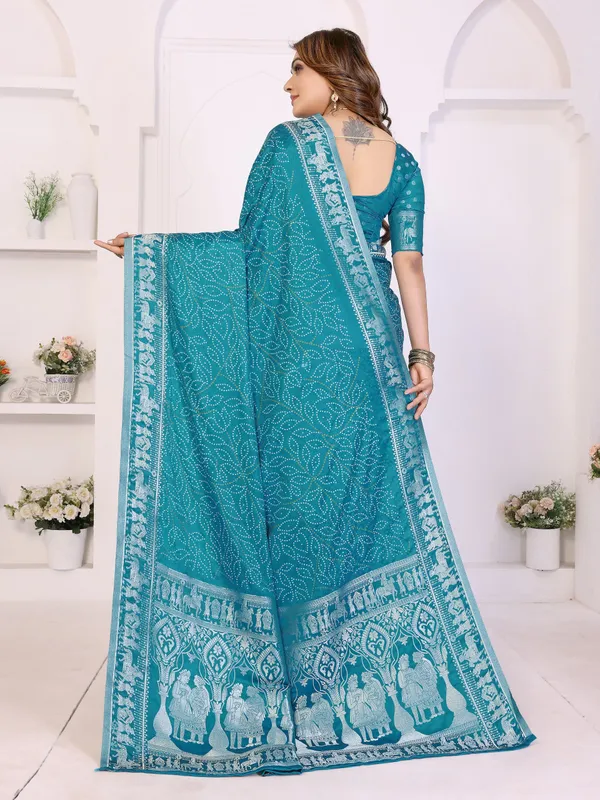Handpicked_Lite_Weight_Soft_Satin_Silk_Bandhej_Print_Sarees_With_Allover_Zari_Weaving_Border_Design_And_Having_Rich_Pallu