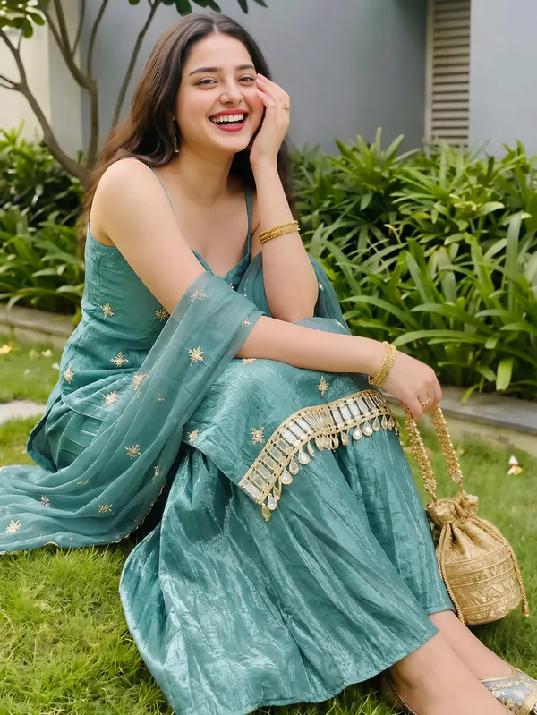 Sea_Green_Silk_Sequined_Sleeveless_Sharara_Set_For_Women