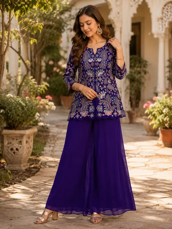 Blue_Embroidered_Kurta_with_Palazzo_&_Dupatta_Set