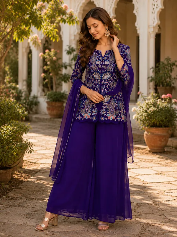 Blue_Embroidered_Kurta_with_Palazzo_&_Dupatta_Set