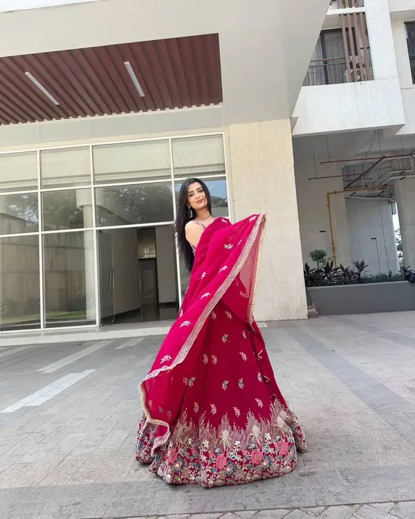 Magenta_Georgette_Embroidered_Flared_Lehenga_Choli_For_Women