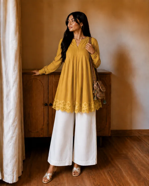 Yellow_Flared_Tunic_Top_with_White_Wide_Leg_Palazzo_Pants