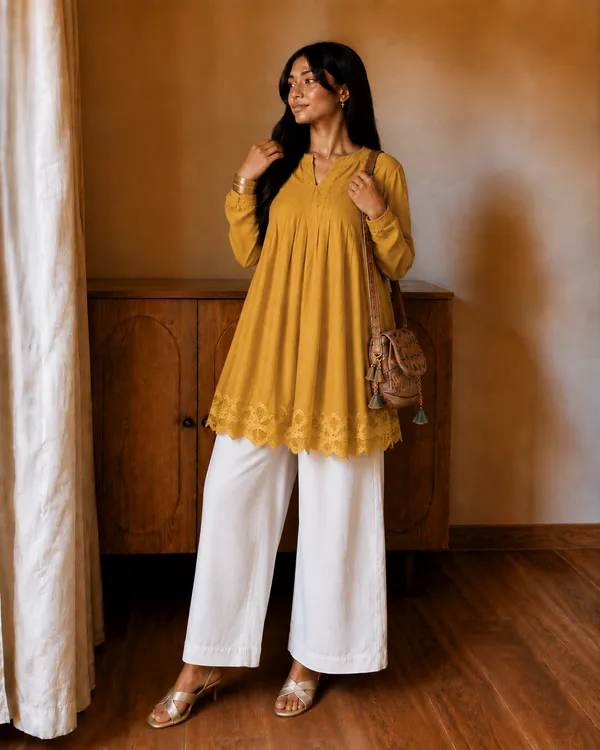 Yellow_Flared_Tunic_Top_with_White_Wide_Leg_Palazzo_Pants