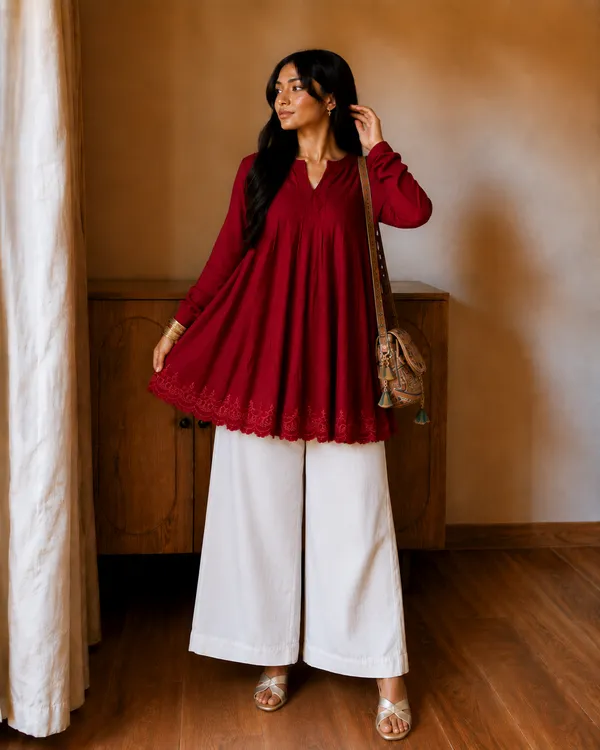 Red_Flared_Tunic_Top_with_White_Wide_Leg_Palazzo_Pants