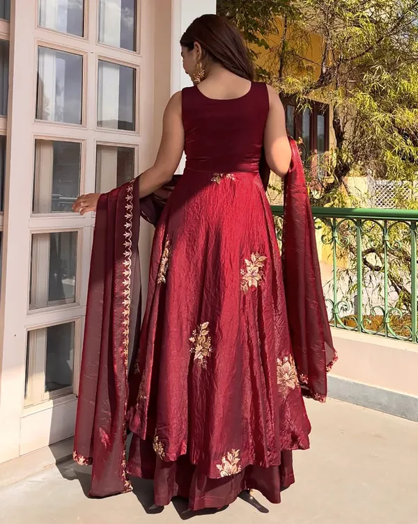 Maroon_Silk_Floral_Embroidered_Anarkali_Gown_For_Women