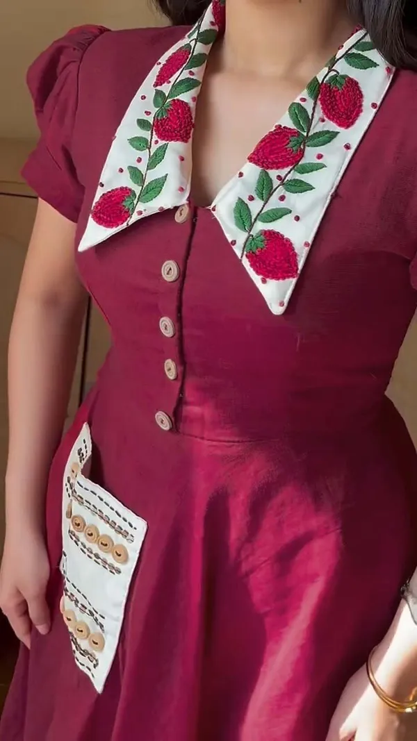 Women’s_Red_Embroidered_Floral_Collar_Longline_Kurti_Top
