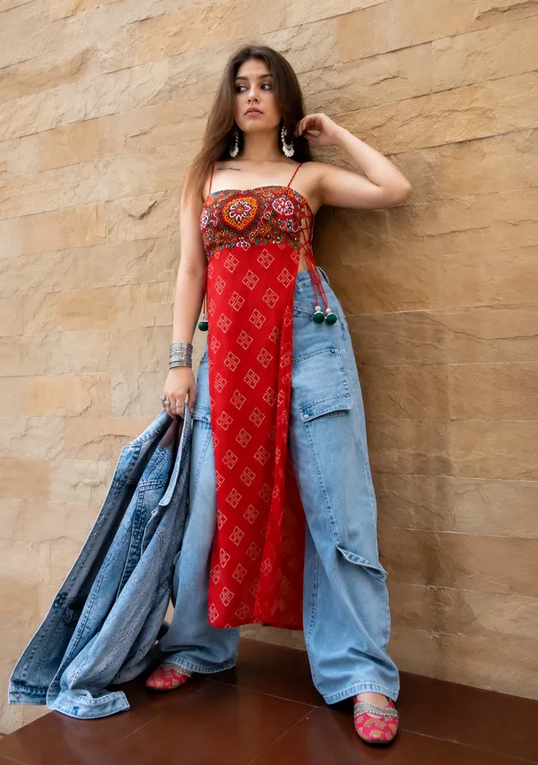 Women’s_Red_Printed_Embroidered_Kurti_with_Wide-Leg_Jeans_–_Trendy_Indo-Western_Fusion_Wear