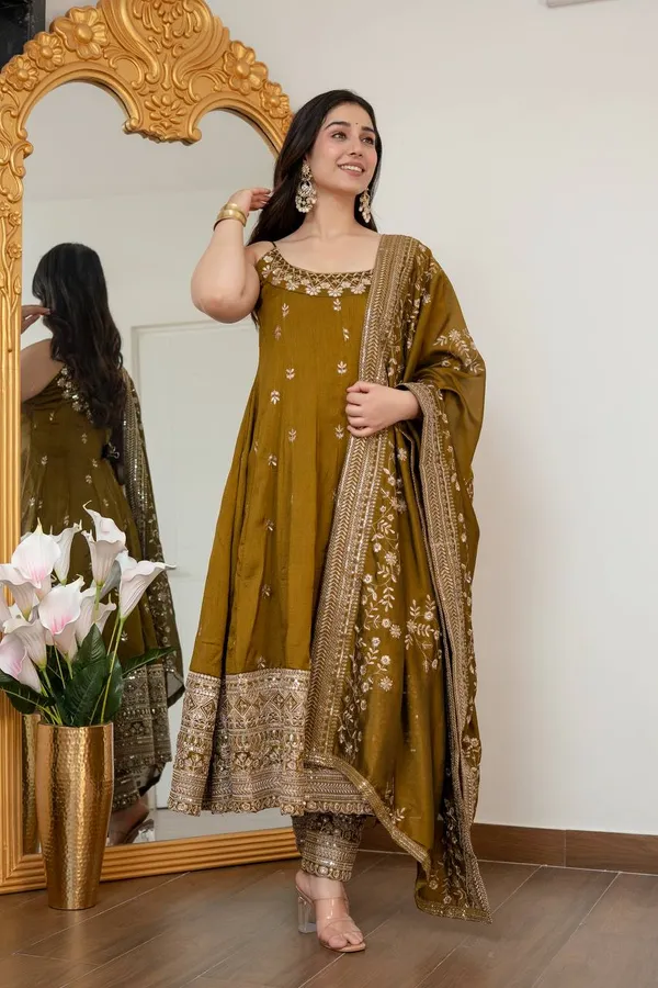 Mustard_Silk_Embroidered_Anarkali_Suit_Set_For_Women