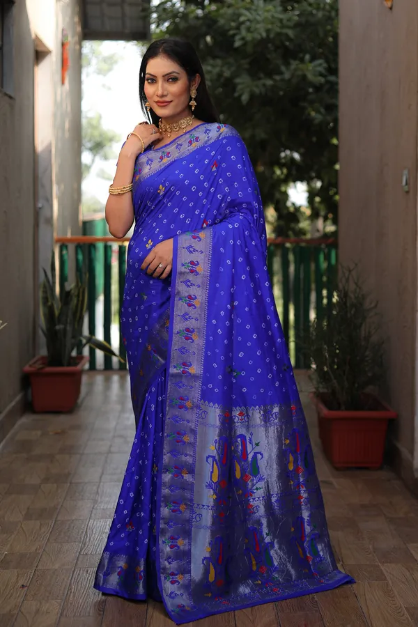 Blue_Bandhani_Saree_with_Floral_Zari_Border