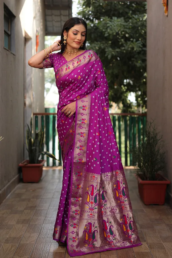 Purple_Bandhani_Saree_with_Floral_Zari_Border