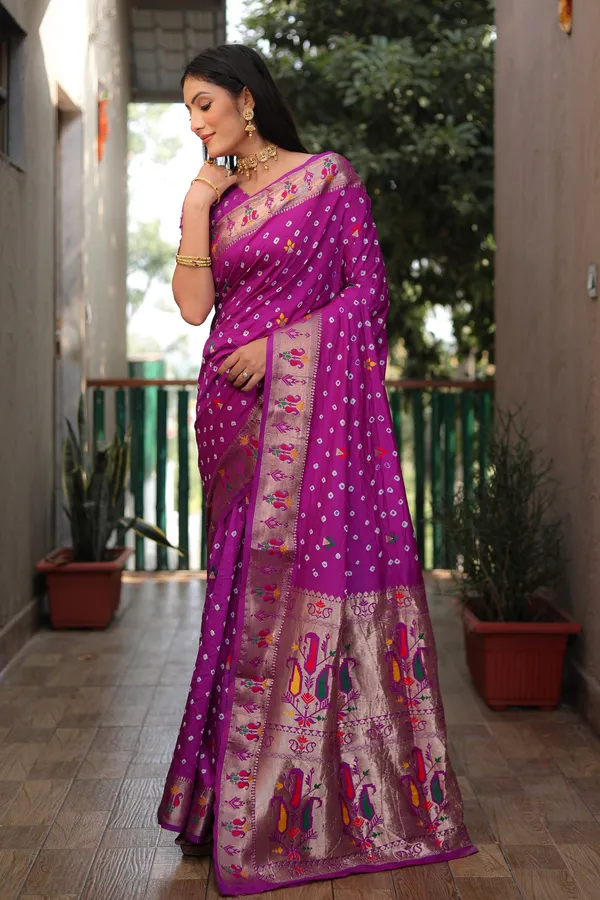 Purple_Bandhani_Saree_with_Floral_Zari_Border