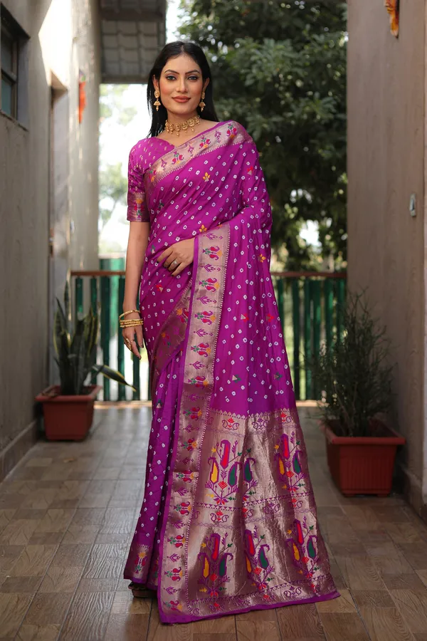 Purple_Bandhani_Saree_with_Floral_Zari_Border