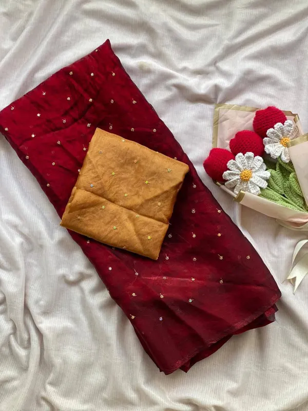 Space_Silk_Saree_With_Beautiful_3Mm_Sequin_Butties_All_Over_Saree