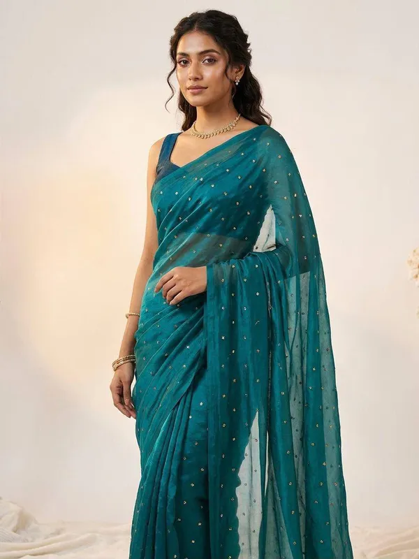 Space_Silk_Saree_With_Beautiful_3Mm_Sequin_Butties_All_Over_Saree