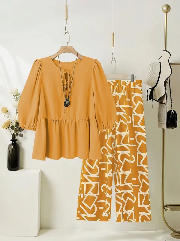 Women’s_Yellow_Top_with_Printed_Palazzo_Pants_Co-Ord_Set