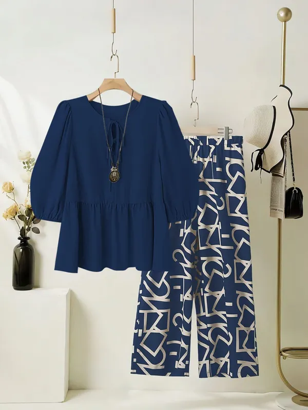 Women’s_Blue_Top_with_Printed_Palazzo_Pants_Co-Ord_Set