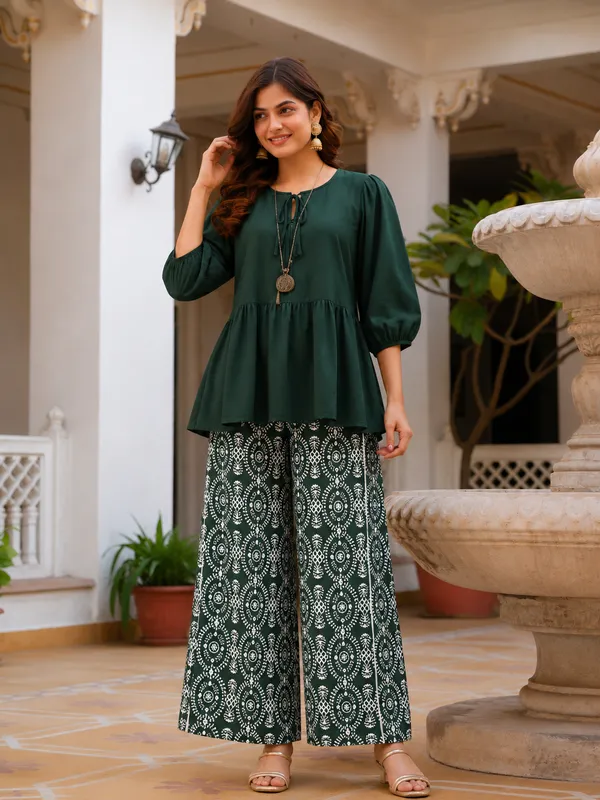 Women’s_Green_Top_with_Printed_Palazzo_Pants_Co-Ord_Set