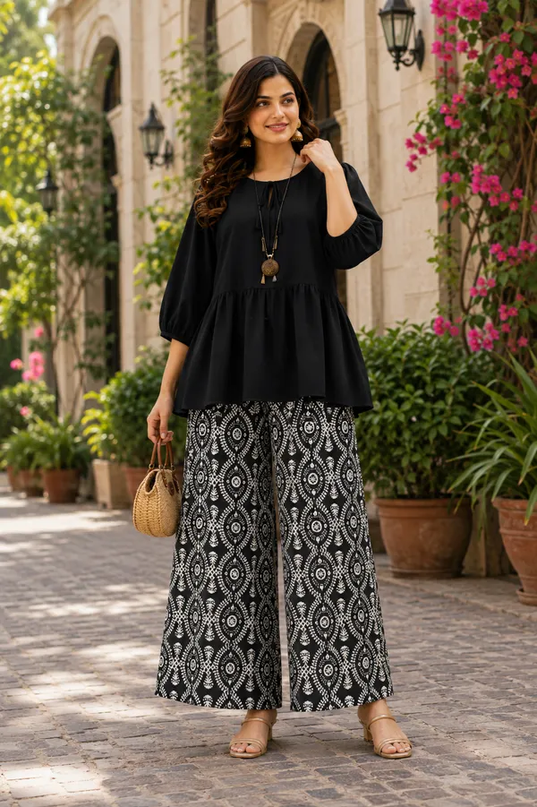 Women’s_Black_Top_with_Printed_Palazzo_Pants_Co-Ord_Set