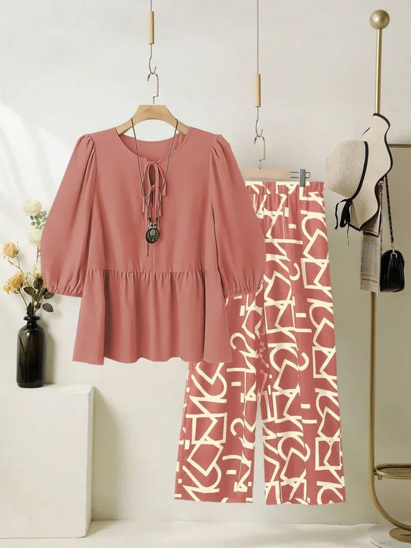 Women’s_Pink_Top_with_Printed_Palazzo_Pants_Co-Ord_Set