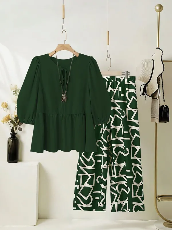 Women’s_Green_Peplum_Top_with_Printed_Palazzo_Pants_Co-Ord_Set