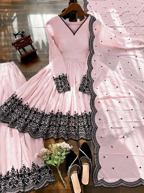 Pink_Georgette_Embroidered_Sharara_Suit_Set_For_Women
