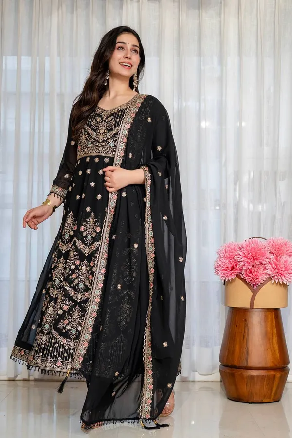 Black_Georgette_Embroidered_Anarkali_Suit_Set_For_Women